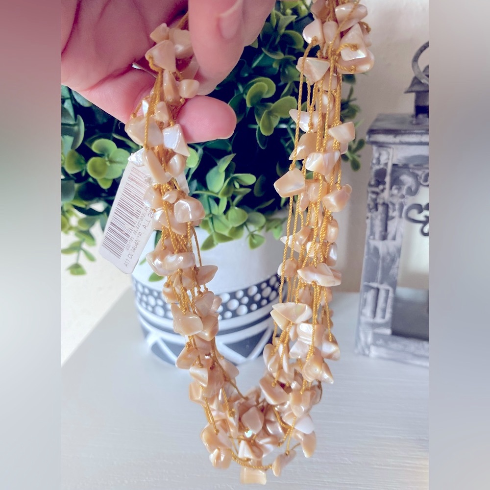 Vintage LUC LUCAS LAMETH Sterling Silver Mother of Pearl Multi Strand Necklace